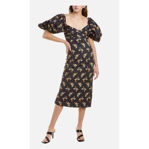 Caroline Constas Tuckernuck Bridget Midi Dress Black Floral Bunches Tuckernuck